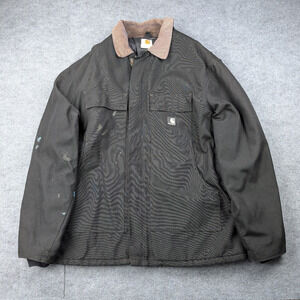 Carhartt Canvas Jacket Mens XL Black Work Wear Vintage Distressed Quilted Chore
